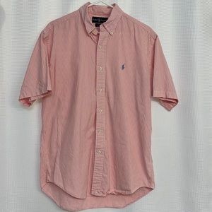 Ralph Lauren Pink Seersucker Short Sleeve Button Down